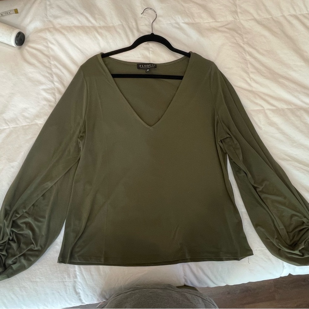 Eloquii Green Statement Sleeve Blouse 18/20 - Like New